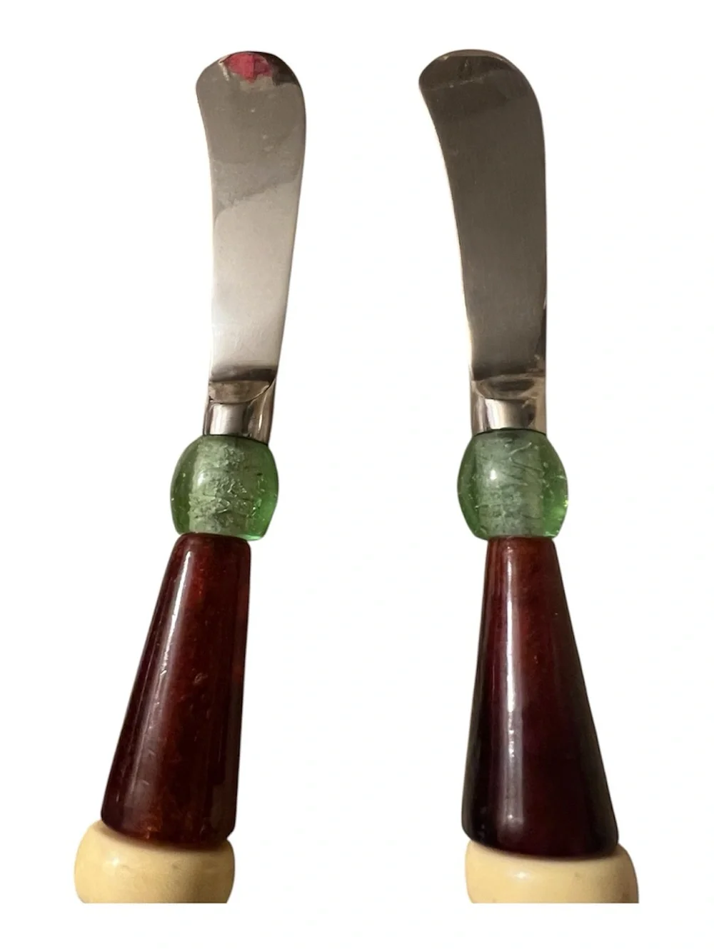 Lenox Green and Burgundy Glass-Handled Spreaders - Set of 4